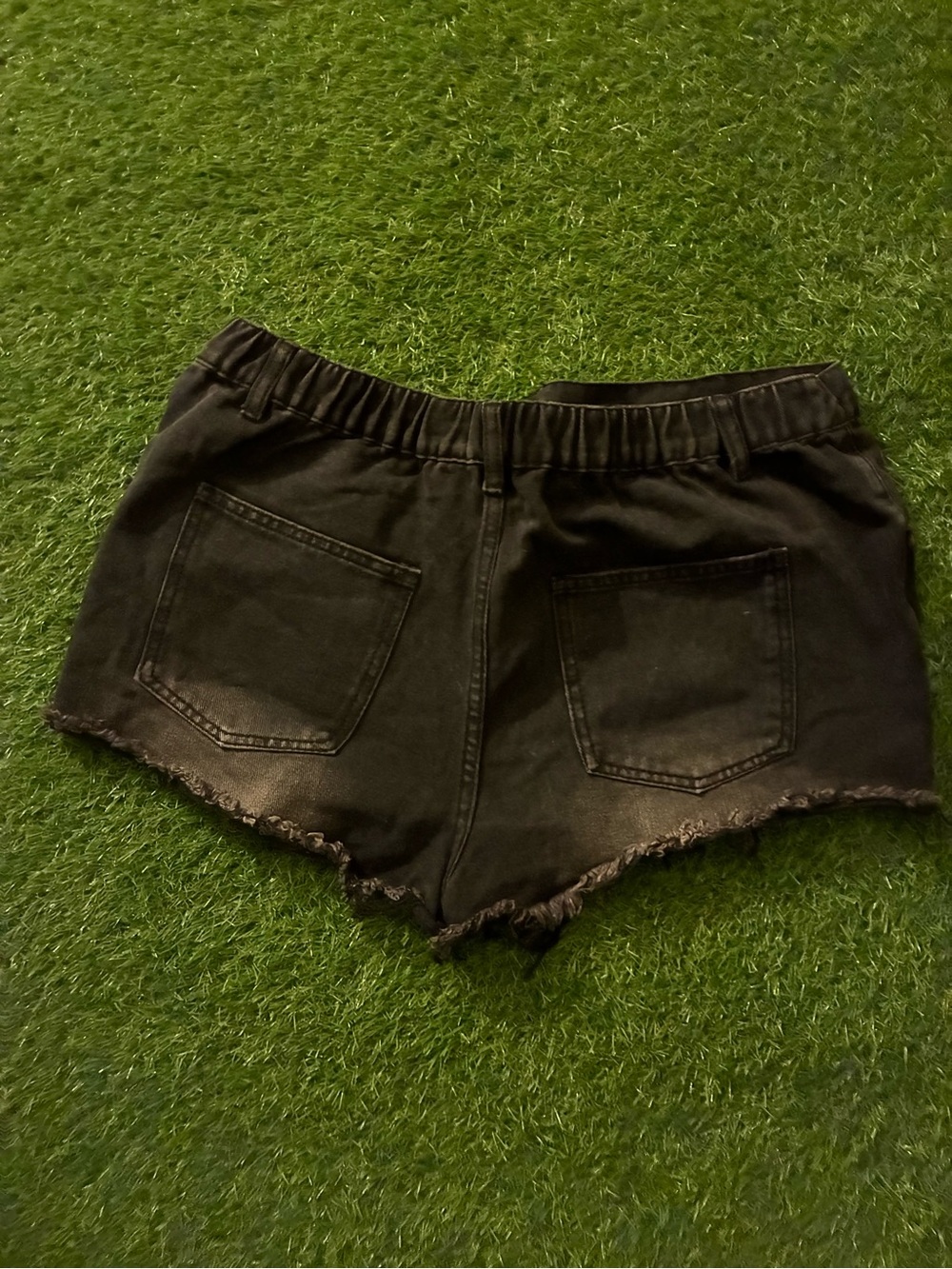 Black Distressed Denim Women’s Skort - Picture 3 of 4